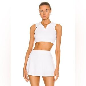 NEW Year of Ours White Ribbed Collared Crop Long Line Bra